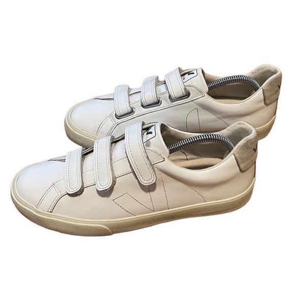 Veja Shoes - VEJA‎ Esplar Leather White Low Top 3-Lock Closure Trainers Size 8